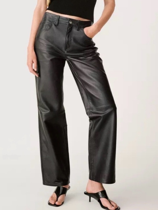 Zara Pants - Zara Black Faux Leather Straight Pants